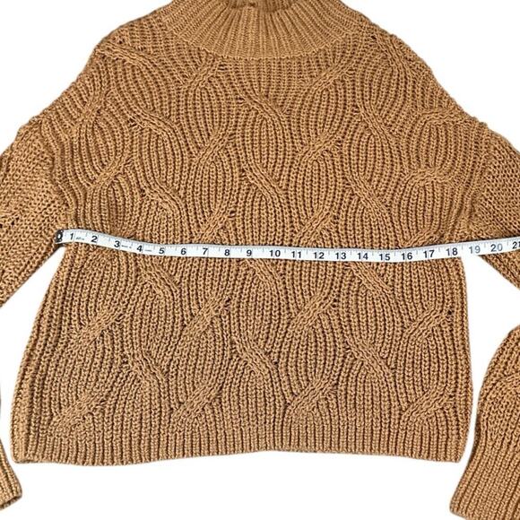 American Eagle Womens Mock Neck Cable Knit Long Sleeve Sweater NWT Tan Medium - Picture 10 of 11